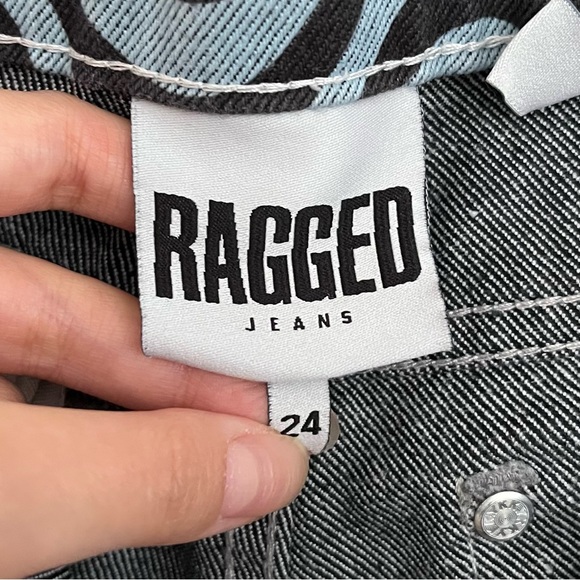 The Ragged Priest Wave Print High Rise Straight Leg Rigid Mom Jeans Size 24 - Picture 6 of 11